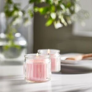 Set of 2 LUGNARE Scented candles in glass, Jasmine/pink, 12 hr